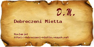 Debreczeni Mietta névjegykártya